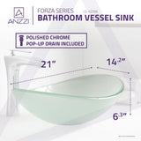 Forza Series Deco-Glass Vessel Sink in Lustrous Frosted - Super Arbor