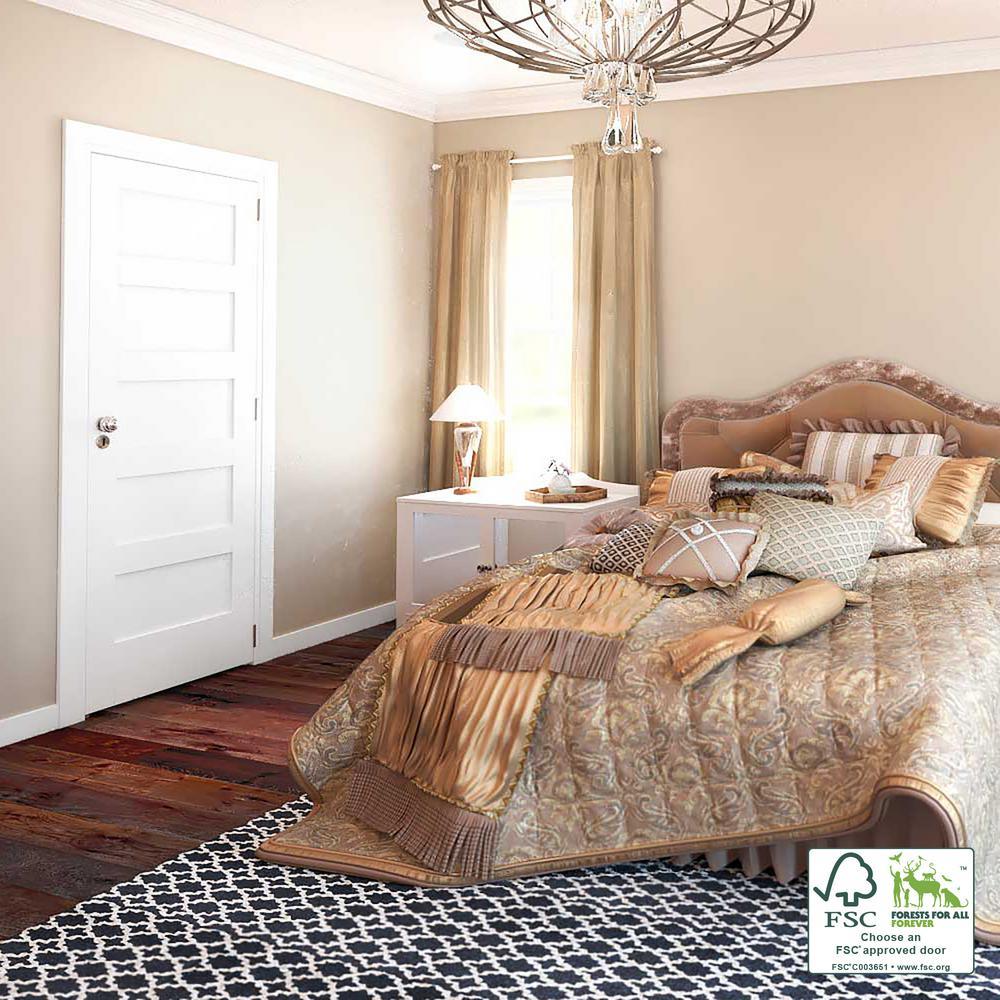 30 in. x 80 in. x 1-3/8 in. Shaker White Primed 5-Panel Solid Core Wood Interior Slab Door - Super Arbor