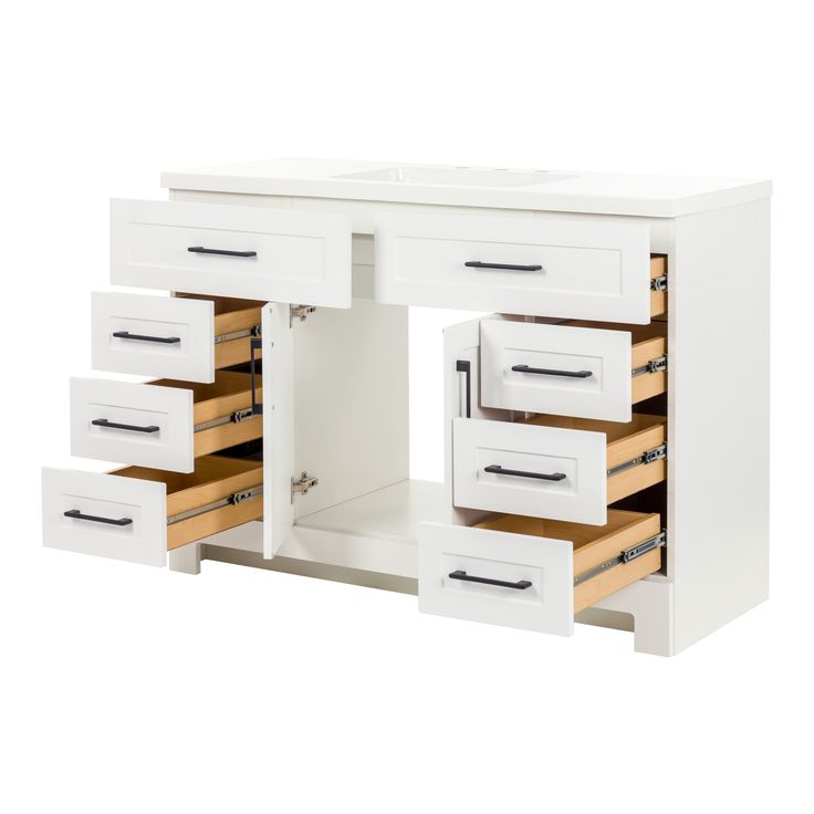 Style Selections Cauley 48-in White Single Sink Bathroom Vanity with White Cultured Marble Top