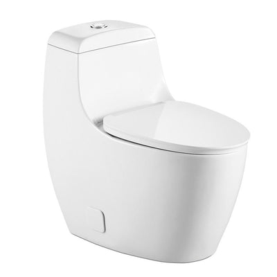 1-Piece 1.28 GPF Dual Flush High Efficiency Elongated Toilet in White, Seat Included - Super Arbor