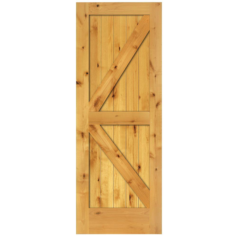 30 in. x 80 in. 2-Panel Solid Core Unfinished Knotty Alder Interior Barn Door Slab - Super Arbor