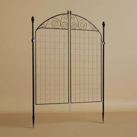 Vigoro Rockdale 41.9 in. H x 34.8 in. W Black Metal Garden Fence