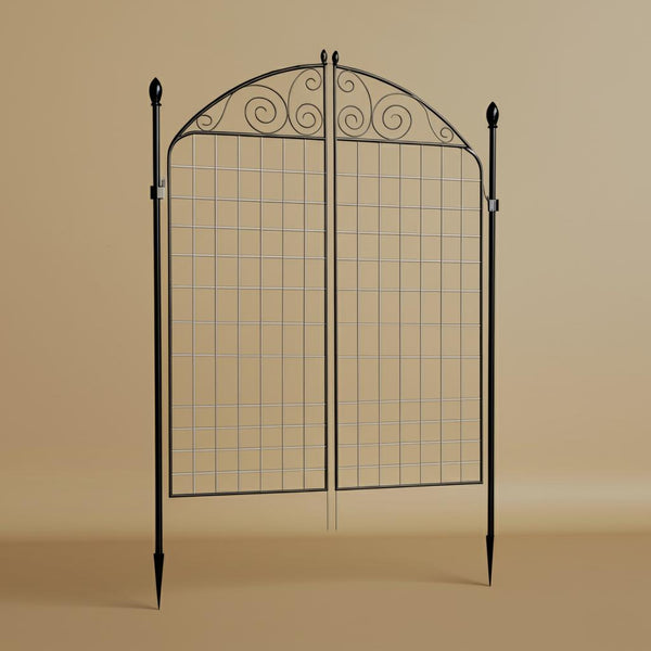 Vigoro Rockdale 41.9 in. H x 34.8 in. W Black Metal Garden Fence