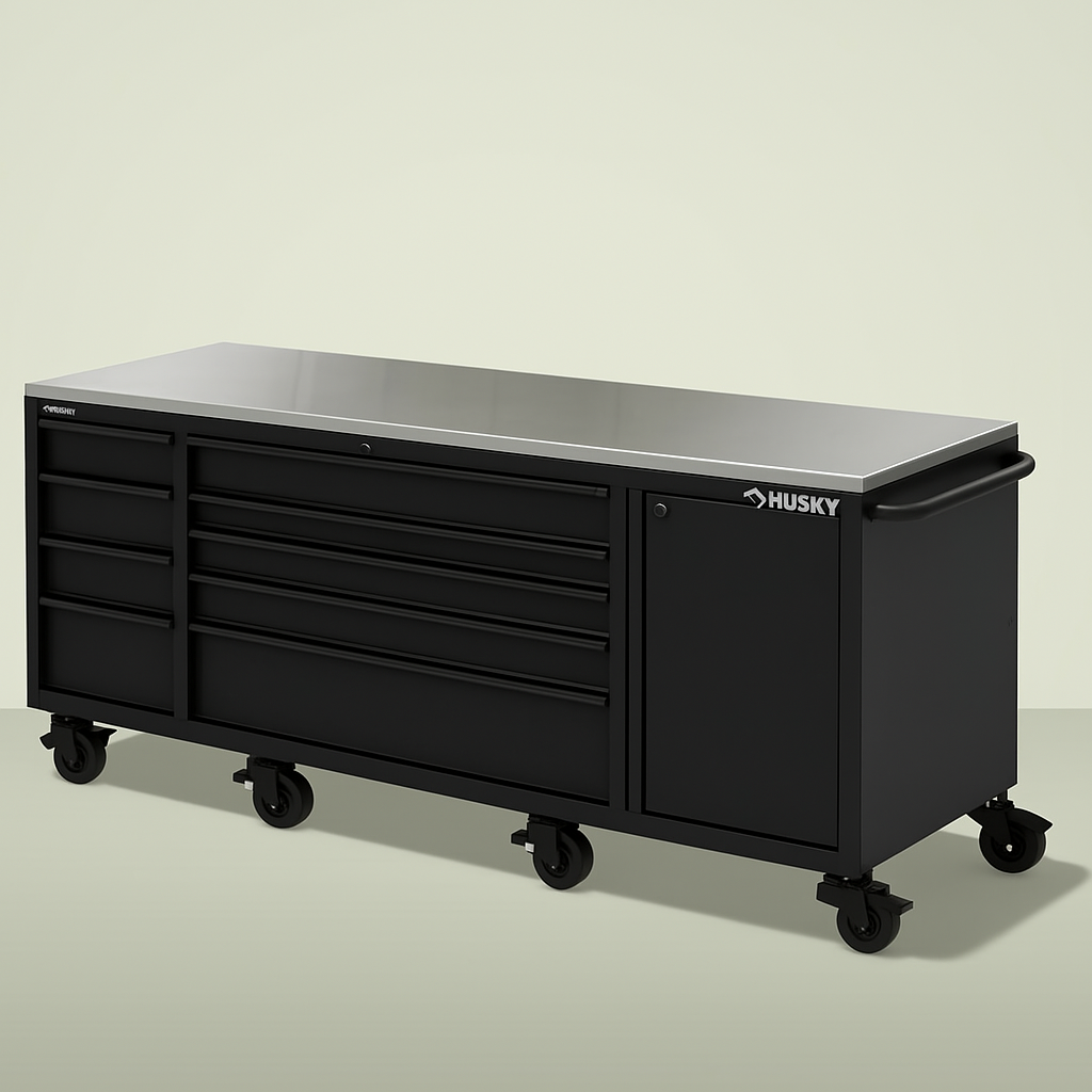 Husky 96-inch Heavy-Duty Mobile Workbench with Stainless Steel Top ...