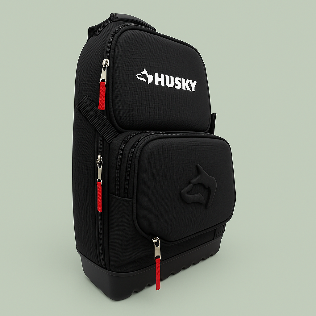 Husky Heavy Duty Pro Tool Backpack - 1680D Polyester, Waterproof Base ...