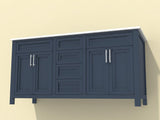 Home Decorators Collection Beaufort 60" Double Sink Vanity in Midnight Blue with White Engineered Stone Top