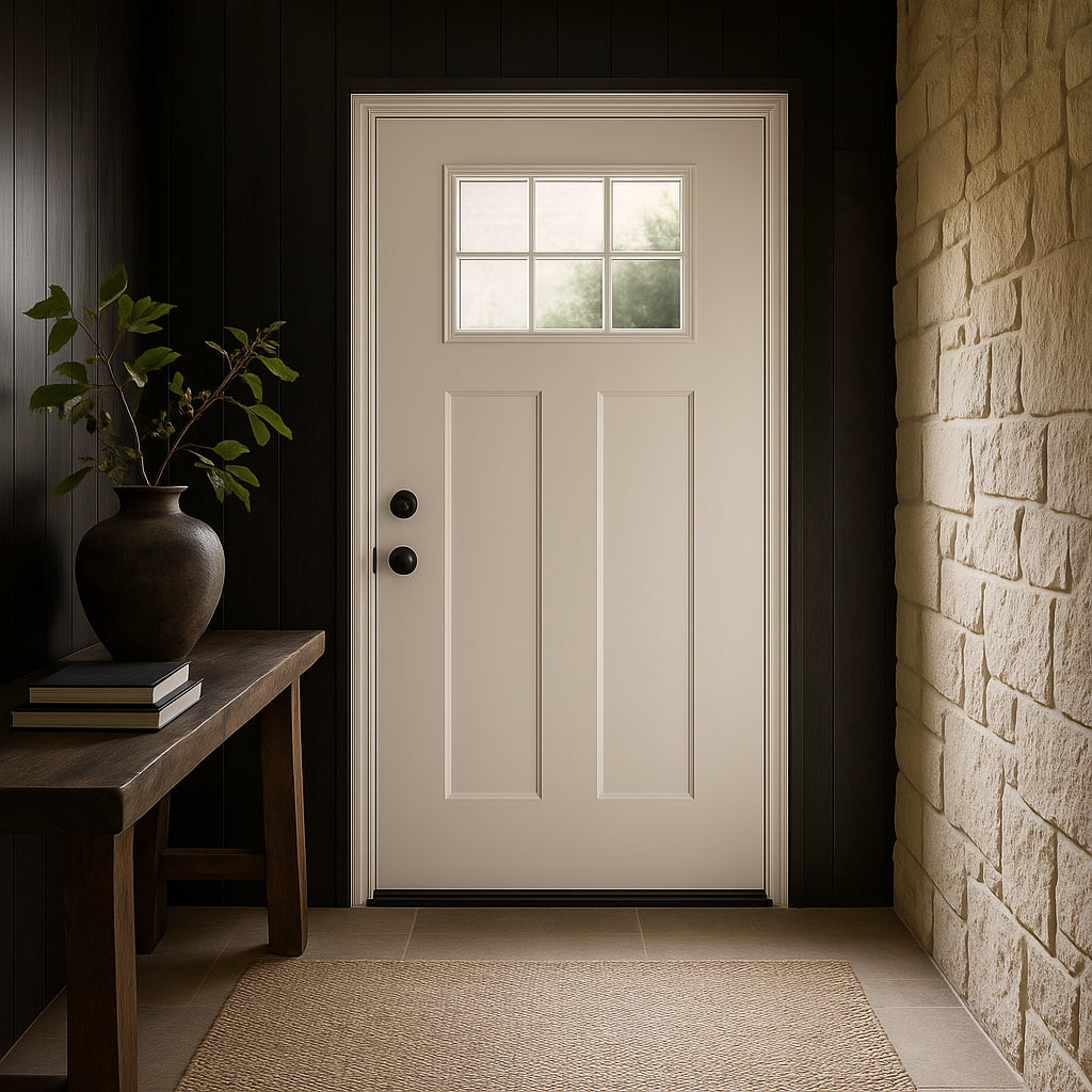 Masonite 36 x 80 in. Craftsman 6 Lite Right-Hand Inswing Primed White –  Super Arbor, image size:1024x1024