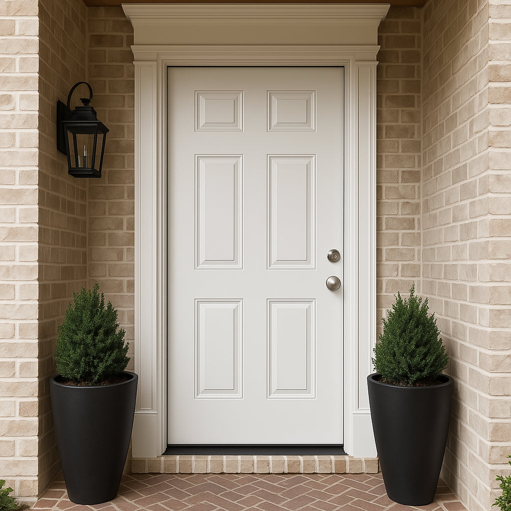 Masonite 36 in. x 80 in. 6-Panel Left Hand Inswing Primed White Smooth Fiberglass Prehung Front Exterior Door