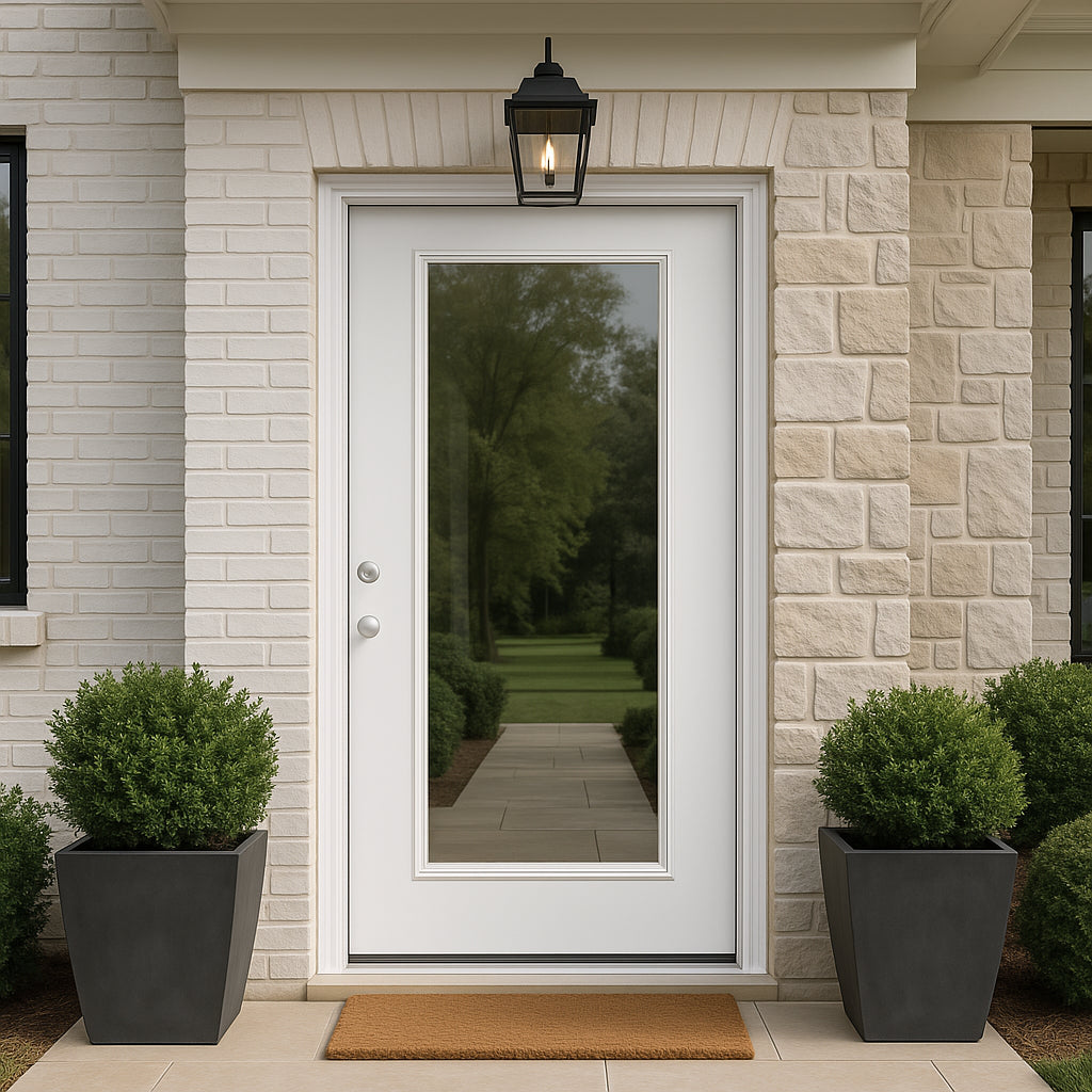Masonite Premium 9 Lite Primed Steel Prehung Front Door, Right-Hand Inswing, No Brickmold, 36 in. x 80 in.