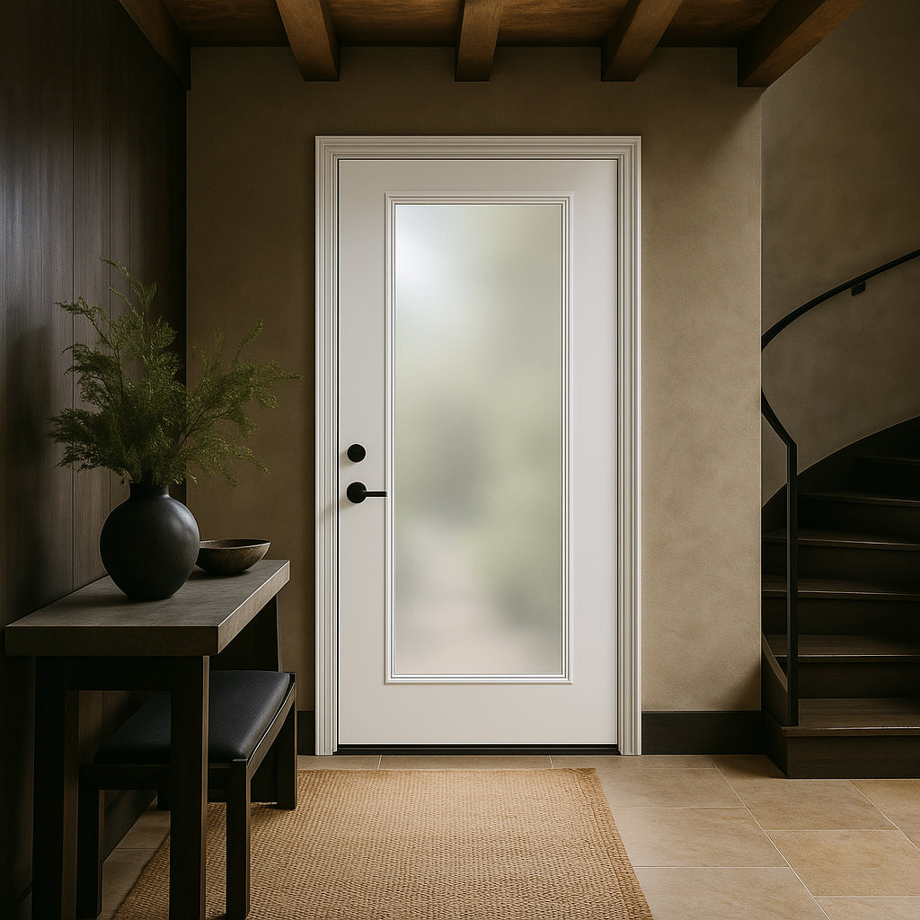Masonite Premium 9 Lite Primed Steel Prehung Front Door, Right-Hand Inswing, No Brickmold, 36 in. x 80 in.