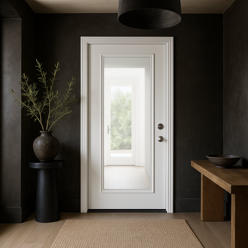 Masonite Premium 9 Lite Primed Steel Prehung Front Door, Right-Hand Inswing, No Brickmold, 36 in. x 80 in.