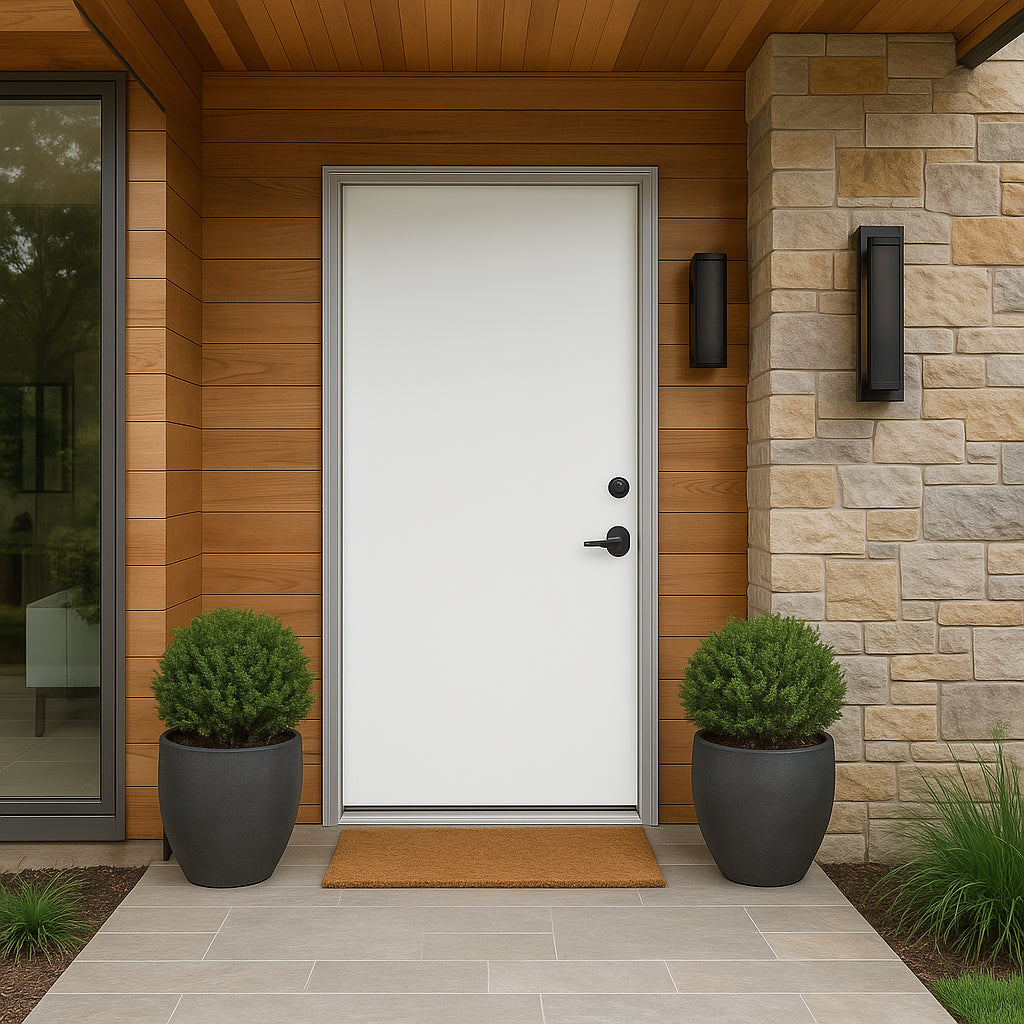 Masonite 36 in. x 80 in. Premium Flush Left Hand Inswing Primed Steel Prehung Exterior Door No Brickmold