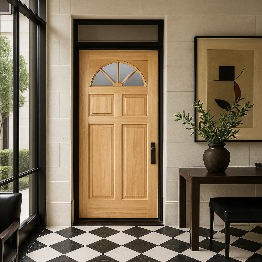 Masonite 36 in. x 80 in. Fan Lite Unfinished Fir Front Exterior Door Slab