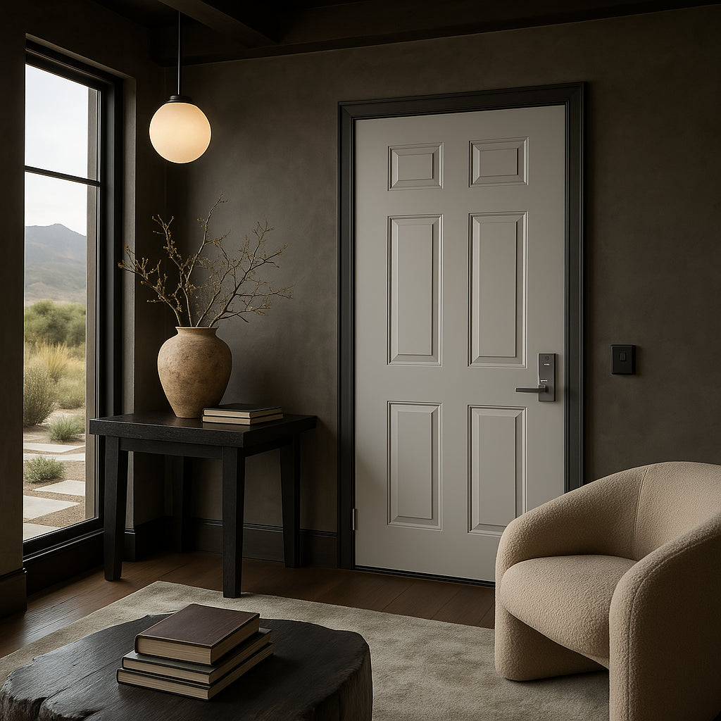 Masonite Utility 6-Panel Primed Steel Prehung Front Door, No Brickmold, Right-Hand Inswing, 32 in. x 80 in.