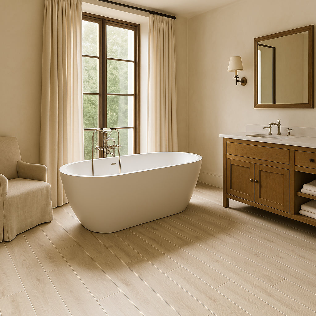 Ashford Meadow Blanco Porcelain Tile - 10 x 47, Matte Finish, Wood