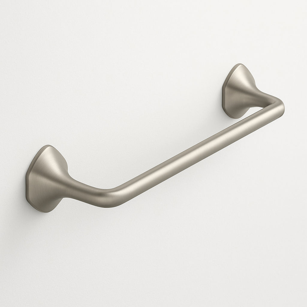 A single green leaf against a white background.