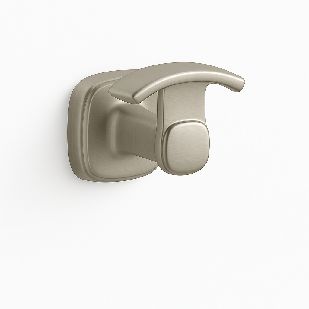 A single green leaf against a white background.