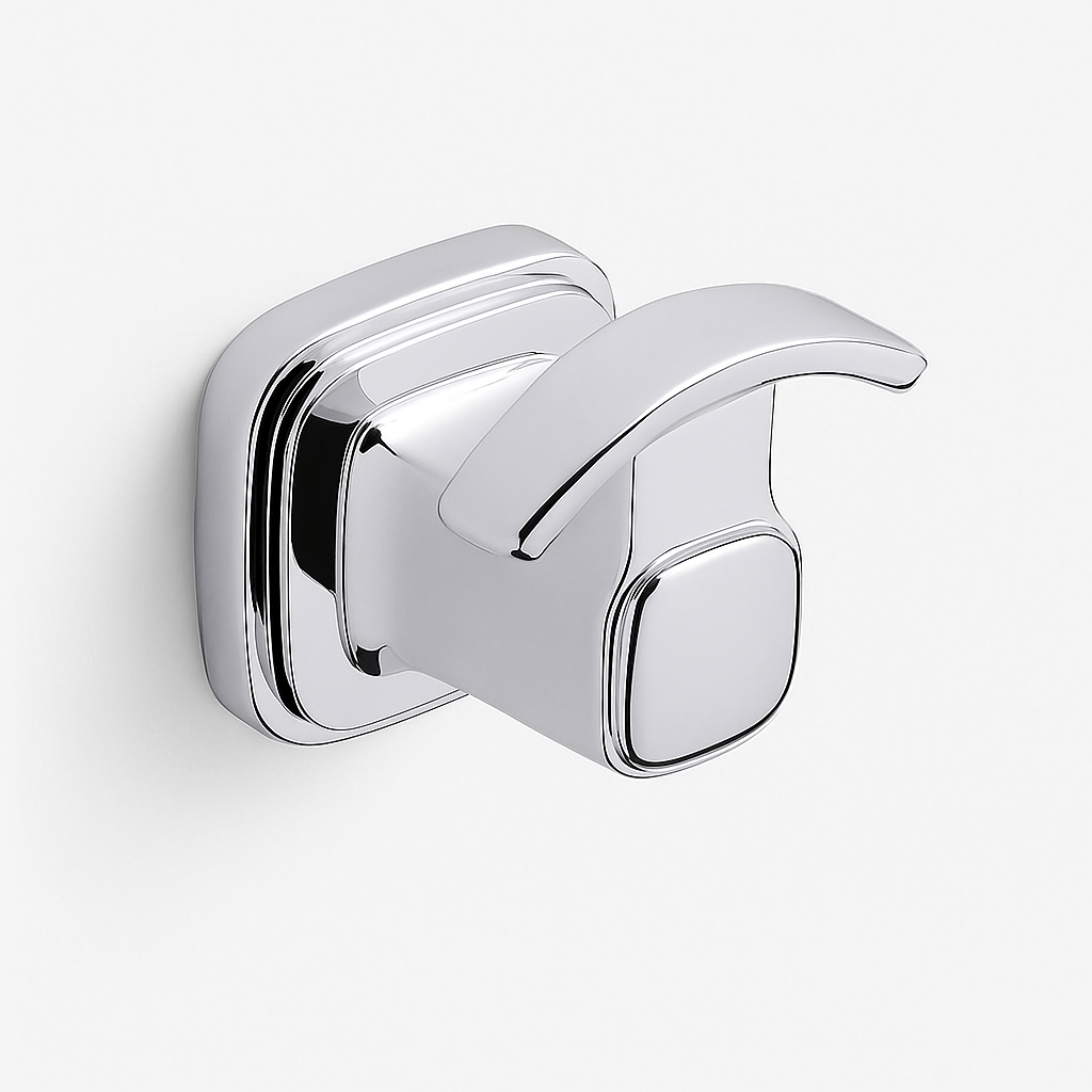 A single green leaf against a white background.