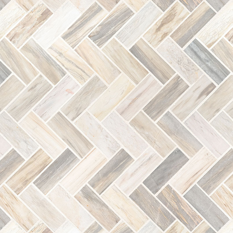 MSI Angora Herringbone 12 in. x 12 in. x 10mm Polished Marble Mesh-Mou ...