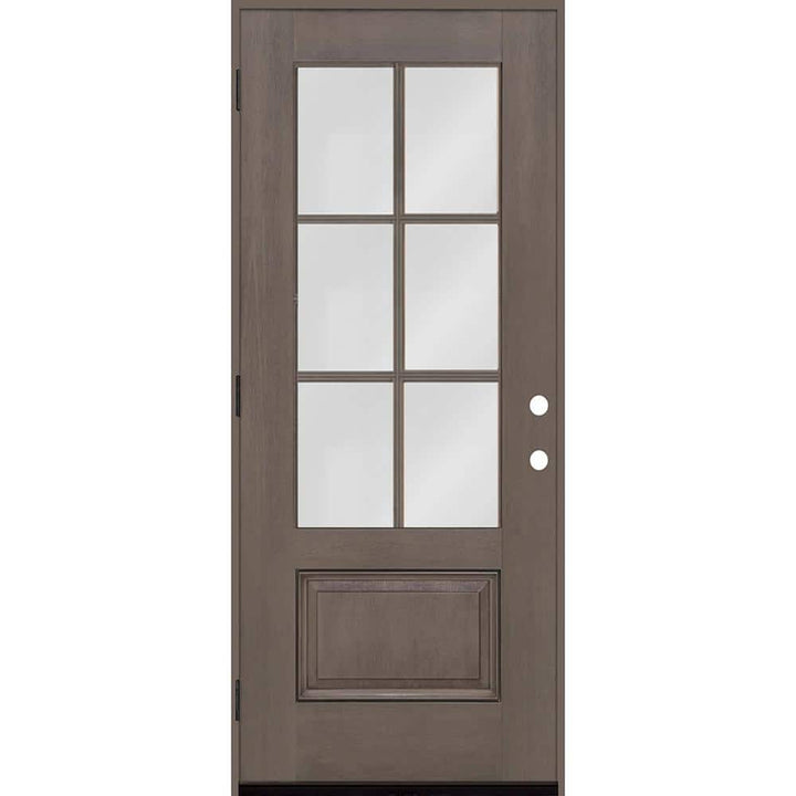 Steves & Sons Regency 36 in. x 80 in. 3/4-6 Lite Clear Glass RHOS Ashwood Stain Mahogany Fiberglass Prehung Front Door
