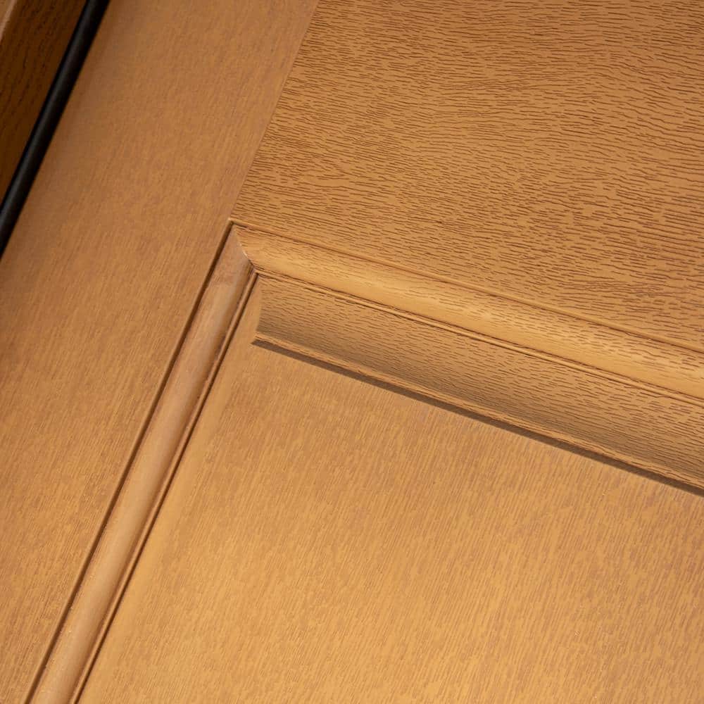 Steves & Sons Regency 64 in. x 80 in. 3/4-6 Lite Clear Glass RH AutumnWheat Stain Mahogany Fiberglass Prehung Front Door with Double 12 in. Sidelites