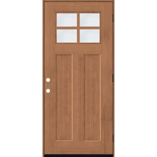 Steves & Sons Regency 36 in. x 80 in. LHOS 4-Lite 1/4 Toplite Clear Glass Autumn Wheat Stain Fir Grain Fiberglass Prehung Front Door