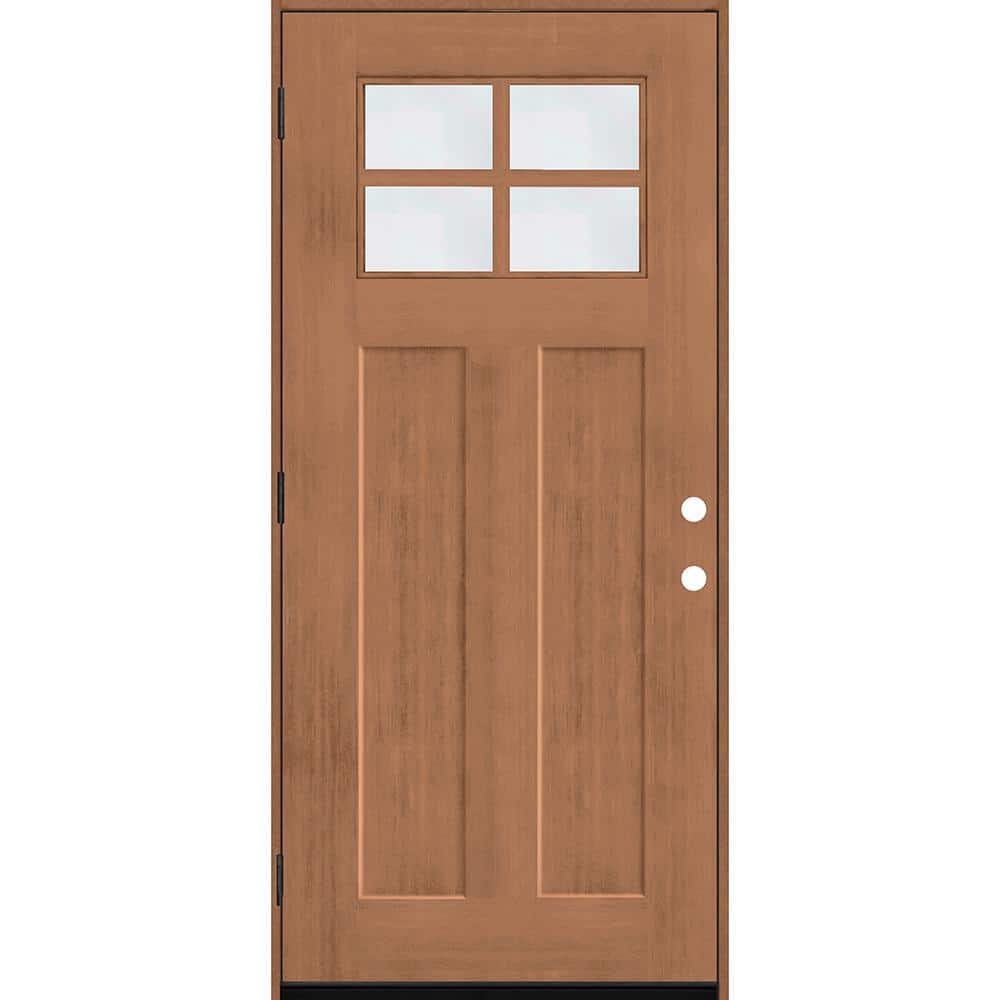 Steves & Sons Regency 36 in. x 80 in. RHOS 4Lite 1/4 Toplite Clear Glass Autumn Wheat Stain Fir Grain Fiberglass Prehung Front Door