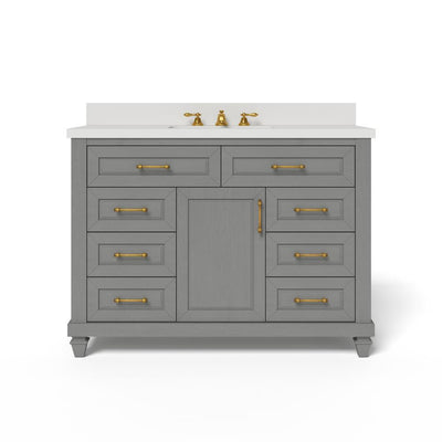 Grovehurst 48 in. W x 34.5 in. H Bath Vanity in Antique Grey with Engineered Stone Vanity Top in White with White Basin - Super Arbor