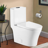 12 in. Rough-In 1-Piece 0.88/1.28 GPF Dual Flush Round Toilet in White, Seat Included - Super Arbor