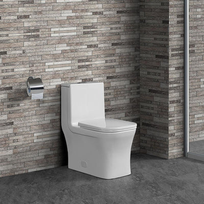 Concorde 1-Piece 0.8/1.28 GPF Dual Flush Square Elongated Toilet in White - Super Arbor
