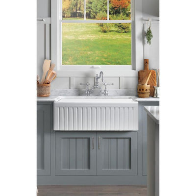 Sutton Place Farmhouse Fireclay 27 in. Single Bowl Kitchen Sink with Grid with Grid and Strainer