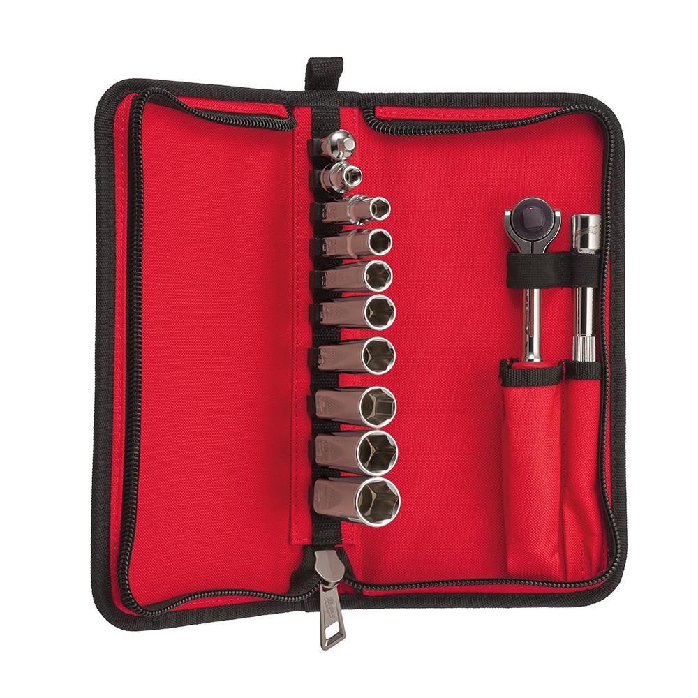 M12 12-Volt Lithium-Ion Cordless 3/8 in. Impact Wrench and Inflator Combo Kit with 3/8 in. Drive Metric Socket Set - Super Arbor