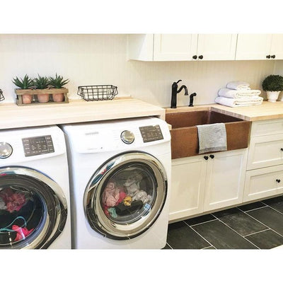 Courbet Farmhouse/Apron-Front Handmade Pure Solid Copper 30 in. Single Bowl Kitchen Sink in Antique Copper