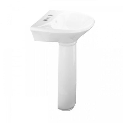 Ondine 16 in. Small Pedestal Combo Bathroom Sink in White with Overflow