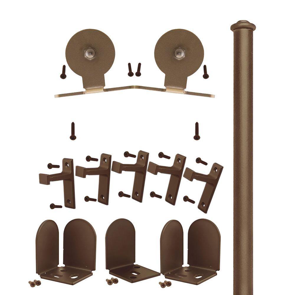 72 in. Top Mount Satin Nickel Sliding Barn Door Round Track and Hardware Kit - Super Arbor