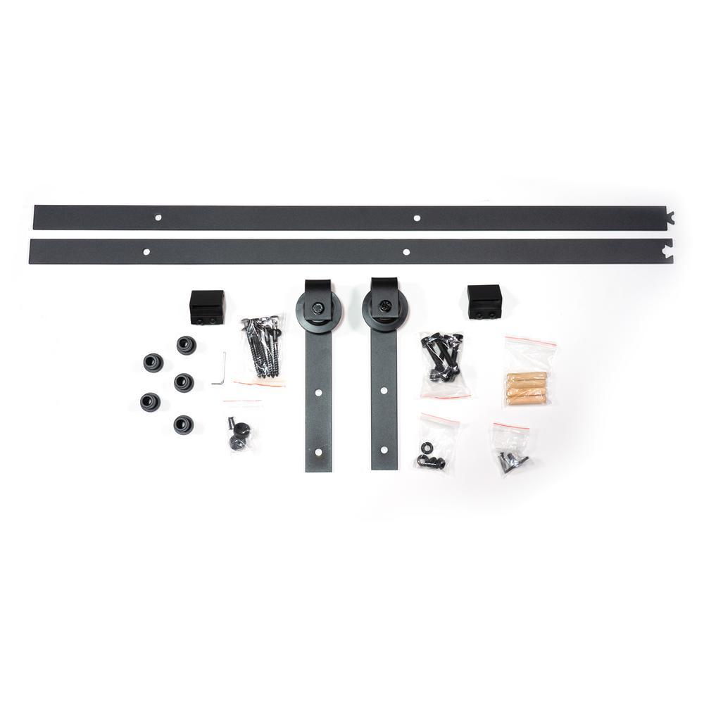 79 in. x 2.5 in. Black Metal Barn Door Sliding Door Hardware Kit - Super Arbor