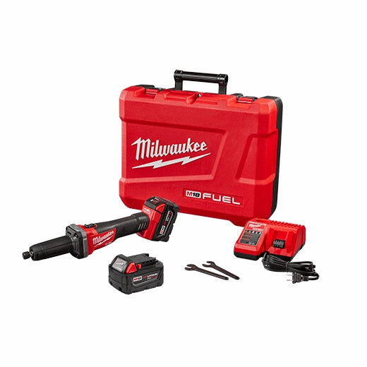 Milwaukee M18 FUEL 18-Volt Brushless 1/4 in. Cordless Die Grinder Kit with (2) 5.0Ah Batteries, Charger & Hard Case