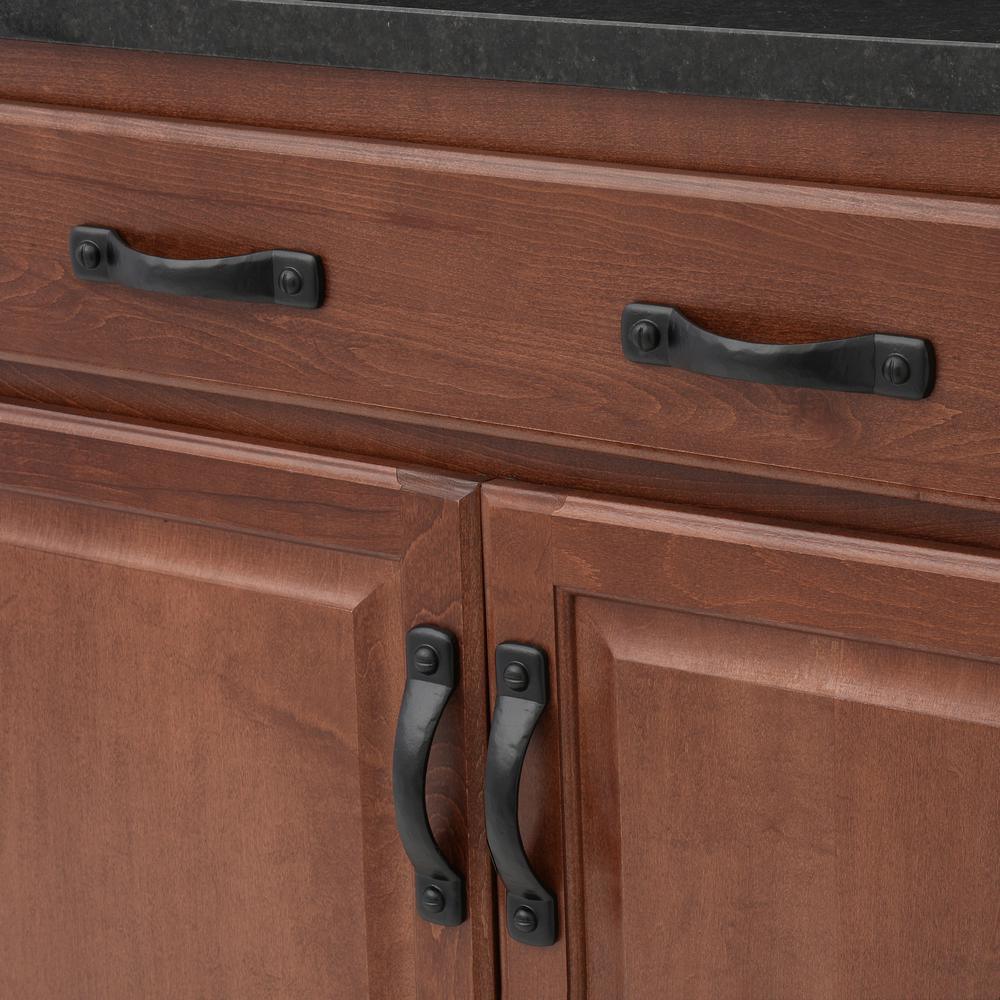 5-1/16 in. (128 mm) Center-to-Center Matte Black Forged Iron Traditional Barn Door Pull - Super Arbor