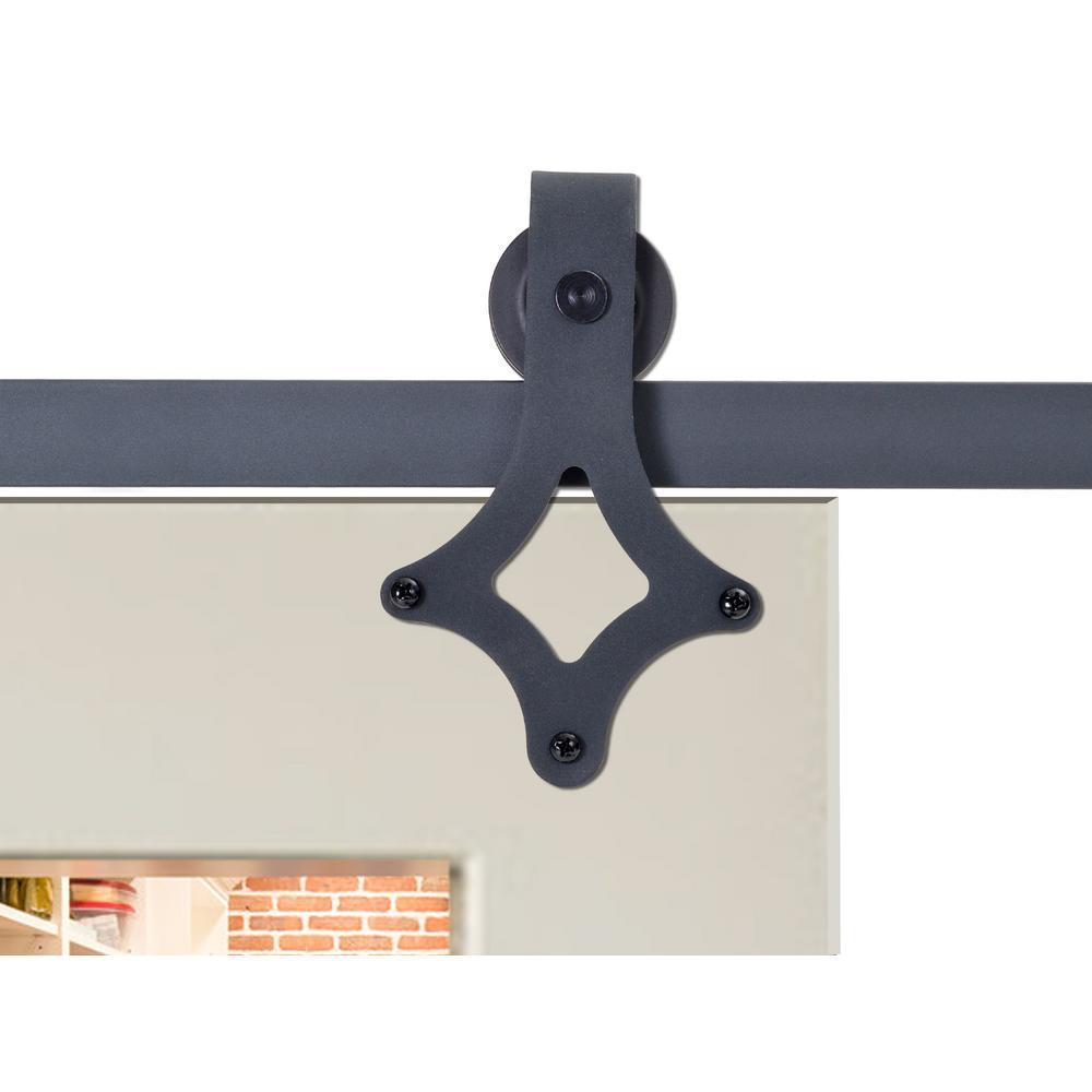 72 in. Antique Bronze Rustic Star Barn Style Sliding Door Track and Hardware Set - Super Arbor