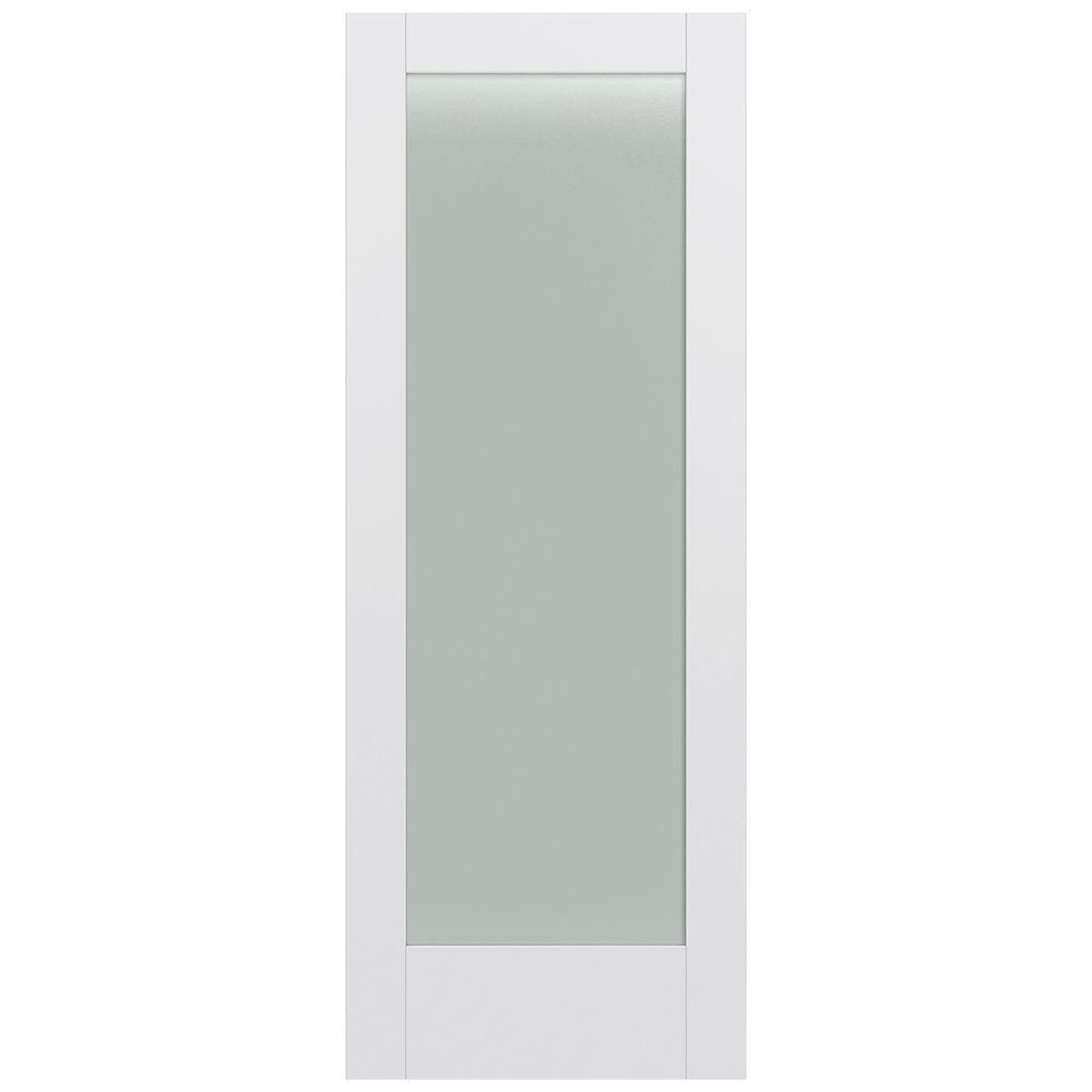 32 in. x 80 in. MODA Primed PMT1011 Solid Core Wood Interior Door Slab w/Translucent Glass - Super Arbor