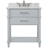 Aberdeen 24 in. W x 20 in. D Bath Vanity in White with Carrara Marble Top with White Sink - Super Arbor
