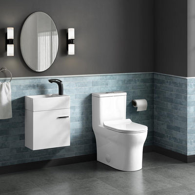 Burdon 1-Piece 0.8/1.28 GPF Dual Flush Square Toilet in White, Seat Included - Super Arbor