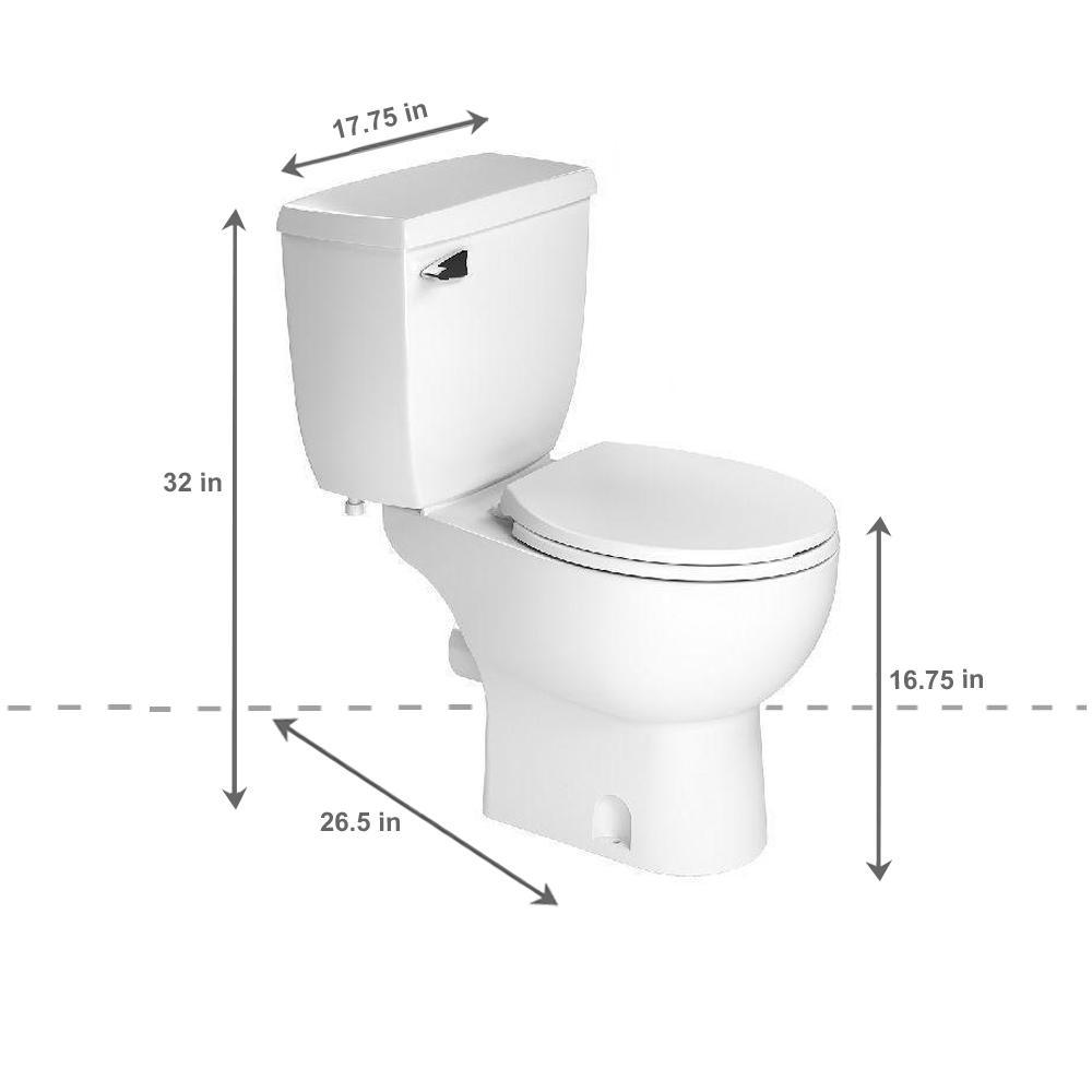 SaniAccess3 2-Piece 1.280 GPF Single Flush Round Toilet with .5 HP Macerating Pump in White - Super Arbor