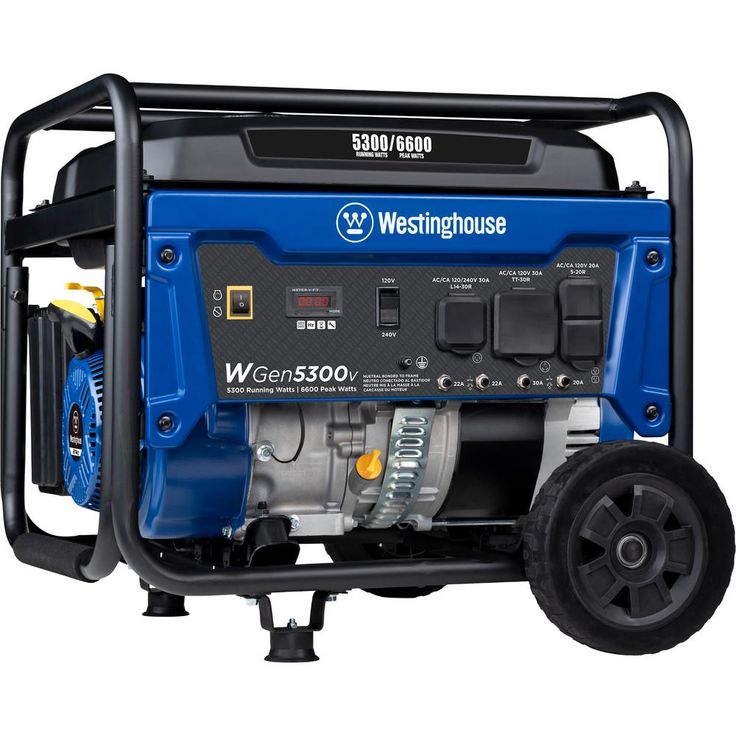 Westinghouse WGen5300v 6,600/5,300 Watt Gas Powered Portable Generator with RV and Transfer Switch Ready Outlets for Home Backup
