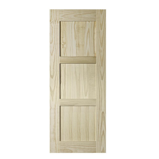 33 in. x 84 in. Shaker Unfinished 3-Panel Clear Pine Interior Barn Door Slab