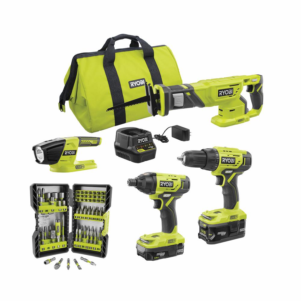 18-Volt ONE+ Lithium-Ion Cordless 6-Tool Combo Kit with (2) Batteries, Charger, and Bag - Super Arbor