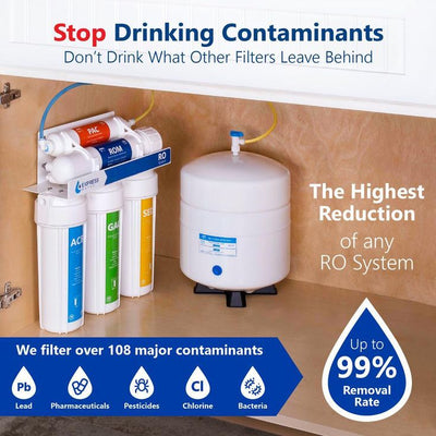 Express Water Reverse Osmosis 5 Stage Water Filtration System – with Faucet, Tank, and 4 Replacement Filters – 100 GPD