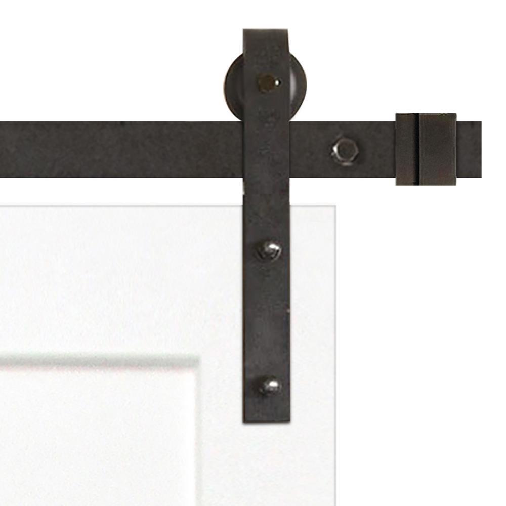 32 in. x 80 in. Shaker 2-Panel Unfinished Solid Core Primed PineWood Interior Sliding Barn Door with Bronze Hardware Kit - Super Arbor