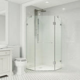 Piedmont 36.125 in. x 73.375 in. Frameless Neo-Angle Hinged Corner Shower Enclosure in Brushed Nickel with Clear Glass - Super Arbor