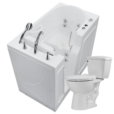 Nova Heated 45.75 in. Walk-In Whirlpool Bathtub in White with 1.28 GPF Single Flush Toilet - Super Arbor